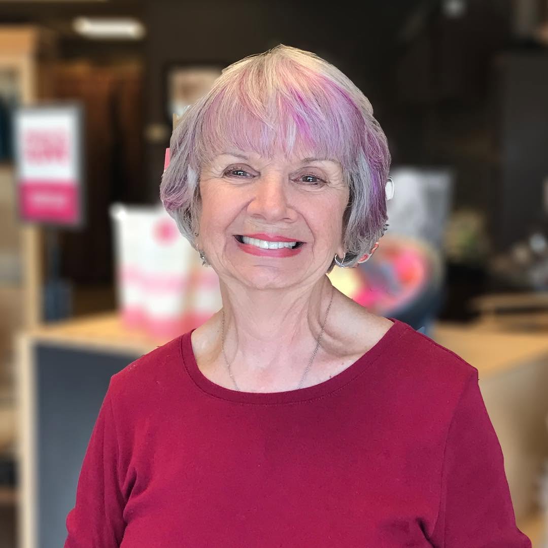 Pink hair color accent by Jen at Cut Above Salon in Middletown, NY