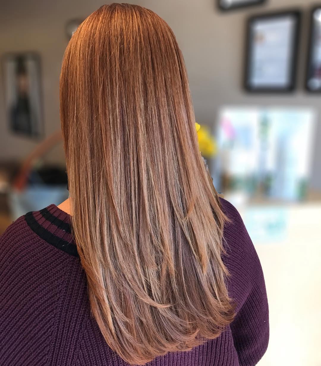 Strawberry blonde color and haircut by Julie at Cut Above Aveda salon, Middletown NY
